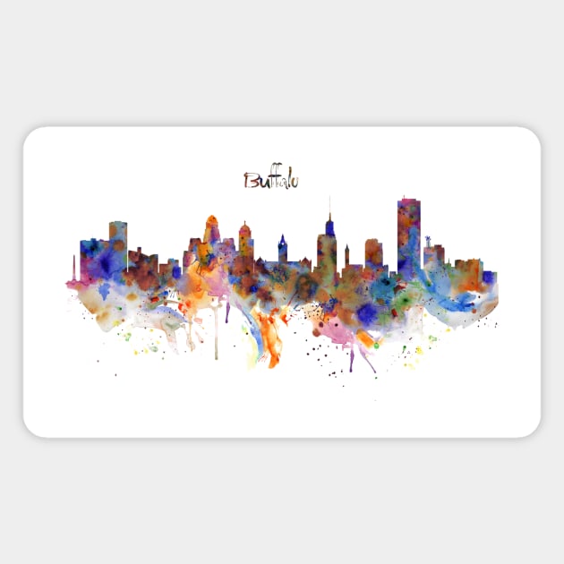 Watercolor Painting - Buffalo City Skyline Magnet by Marian Voicu